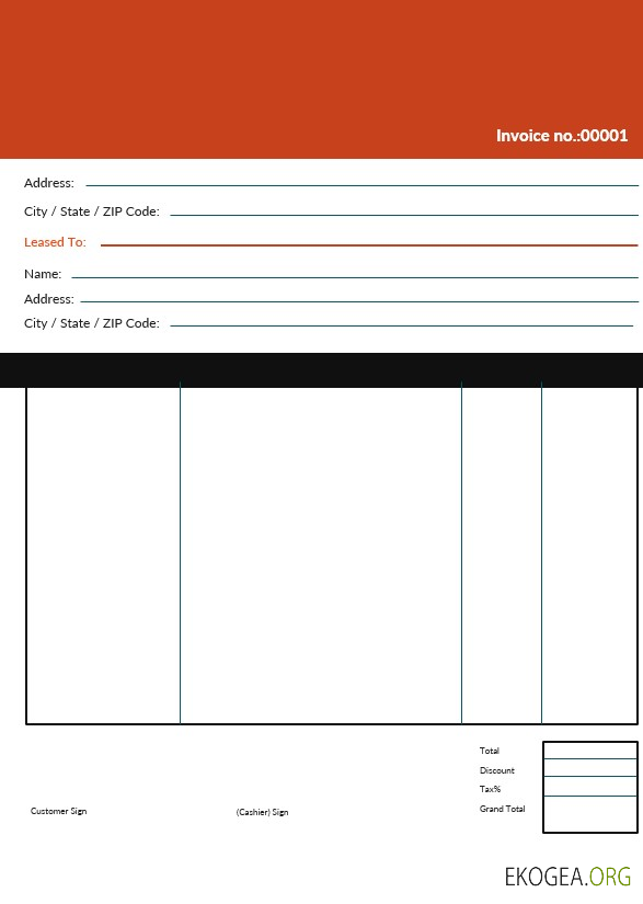 Modèle de facture de bail commercial modifiable